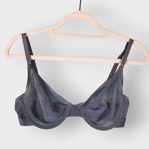 Negative Sieve Demi Bra Size 34C Slate Grey Sheer Mesh